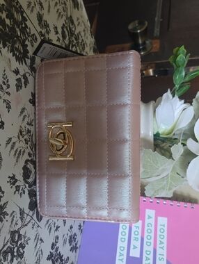 bebe Quilted Blush Pink Wallet with Gold Accent